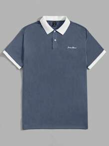 Manfinity VCAY Uomo Camicia polo con grafica lettera bordo a contrasto