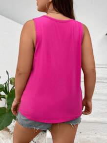 SHEIN LUNE 大碼鏤空背心上衣 - 玫紅色 - 查看 2