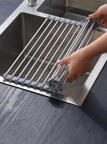 1pc Stainless Steel Kitchen Sink, Modernist Foldable Sink For Home - Light Grey - View 1