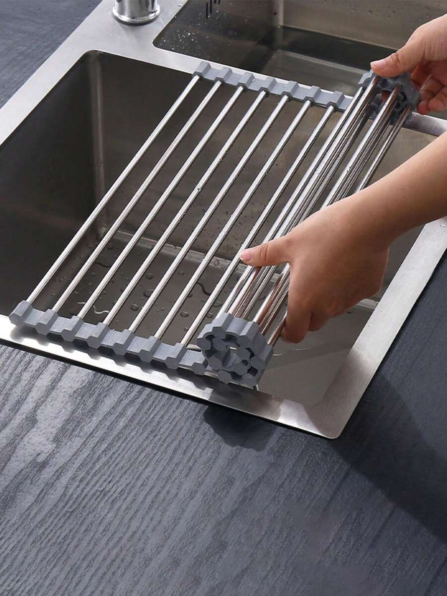 1pc Stainless Steel Kitchen Sink, Modernist Foldable Sink For Home - Light Grey - View 1