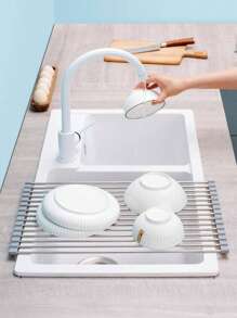 1pc Stainless Steel Kitchen Sink, Modernist Foldable Sink For Home - Light Grey - View 2