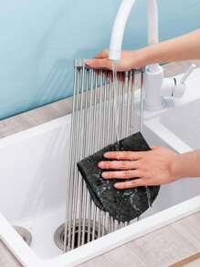 1pc Stainless Steel Kitchen Sink, Modernist Foldable Sink For Home - Light Grey - View 6