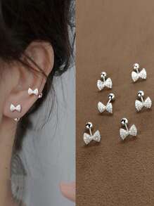 3 对/套时尚蝴蝶结设计耳钉，适合女士日常装饰情人节、妈妈、母亲、母亲节、礼物