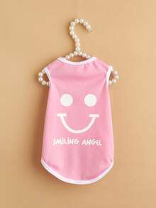 1PC Cartoon & Letter Graphic Tank Cho Chó Và Mèo Cho Mùa Hè - Hồng - Xem 2