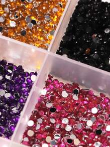 12 Grids Colorful Acrylic Flat Rhinestone Nail Art Decorations Nail Supplies Nails Nail Charms Nail Gems