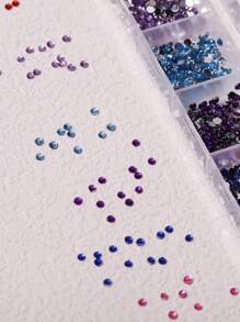 12 Grids Colorful Acrylic Flat Rhinestone Nail Art Decorations Nail Supplies Nails Nail Charms Nail Gems