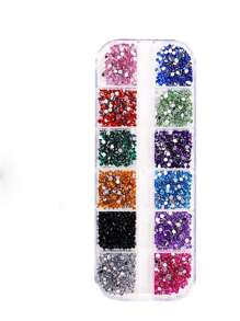 12 Grids Colorful Acrylic Flat Rhinestone Nail Art Decorations Nail Supplies Nails Nail Charms Nail Gems