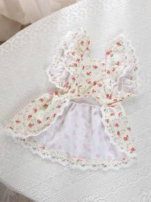 1入組印花寵物洋裝適用於狗狗和貓適合夏天 - 米色 - 查看 6