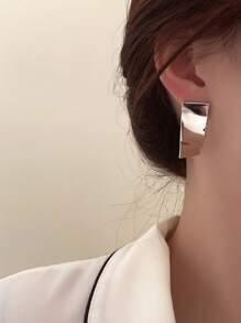 1 Đôi Thời Trang Hợp Kim Đồng Hình Học Trang Trí Bông Tai Nữ Trang Trí Hàng Ngày - Bạc - Xem 3