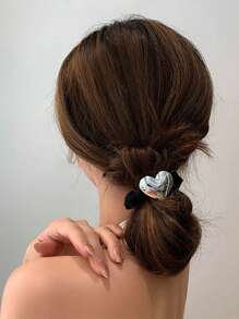 2 pezzi Accessori per capelli alla moda da donna con decorazione a cuore, elastici per capelli eleganti per San Valentino, fermacode per coda di cavallo, fasce elastiche per capelli, accessori per capelli, accessori per la testa, fasce elastiche, accessori per vacanze - Multicolore - Visualizzare 3