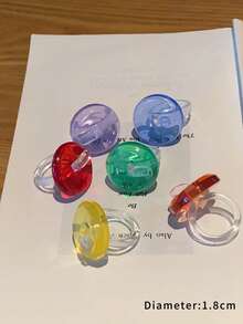 6 piezas Anillo minimalista con diseño redondo - Multicolor - Ver 3