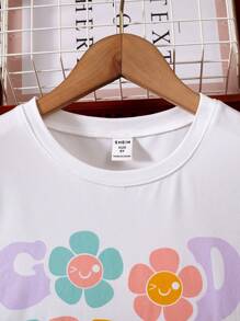 SHEIN Fille Short & T-shirt fleuri et lettre