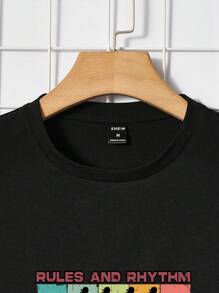 Manfinity RebelGame Nam Áo thun Bông Đàn ghi ta & Đồ họa Khẩu hiệu - màu đen - Xem 4