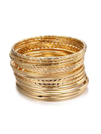 12pcs Textured Metal Bangle