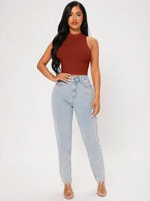 SHEIN PETITE Áo khoác và áo lót dành cho xe tăng nữ màu trơn Giải trí - Rỉ Nâu - Xem 5