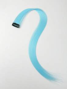 10片彩色夹式接发，20英寸长直发合成假发，适用于万圣节装扮、圣诞节、派对、音乐节、新年礼物，女士（红色） - 淺藍色 - 查看 6