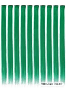 10 PCS Colored Clip In Hair Extensions 20 Inch Long Straight Hairpieces Clip In Synthetic, Halloween Cosplay Dress Up Fashion Party Christmas Carnival Music Festival New Year Gift For Women Kids Girls(RED)