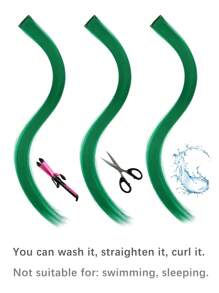 10 PCS Colored Clip In Hair Extensions 20 Inch Long Straight Hairpieces Clip In Synthetic, Halloween Cosplay Dress Up Fashion Party Christmas Carnival Music Festival New Year Gift For Women Kids Girls(RED)