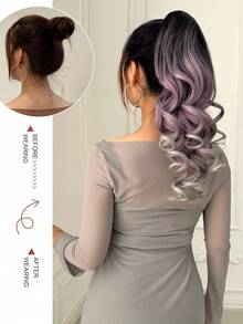 長款卷馬尾合成纖維接髮 - 棕色 - 查看 3