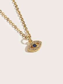 1入組時尚不銹鋼水鑽眼睛吊墜項鍊適合女士日常裝飾