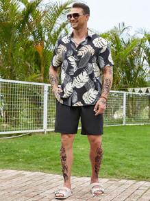Manfinity RSRT Bộ hai mảnh Nam Túi Nút phía trước Dây kéo Nhiệt đới Boho - màu đen - Xem 5