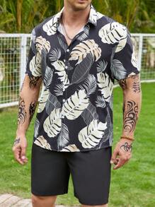 Manfinity RSRT Bộ hai mảnh Nam Túi Nút phía trước Dây kéo Nhiệt đới Boho - màu đen - Xem 6