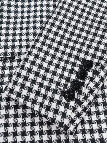Men Houndstooth Print Double Breasted Blazer - Black and White - View 4