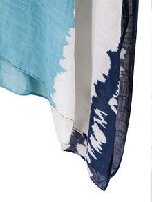 扎染蝙蝠袖和服 夏季 - 藍白色 - 查看 5