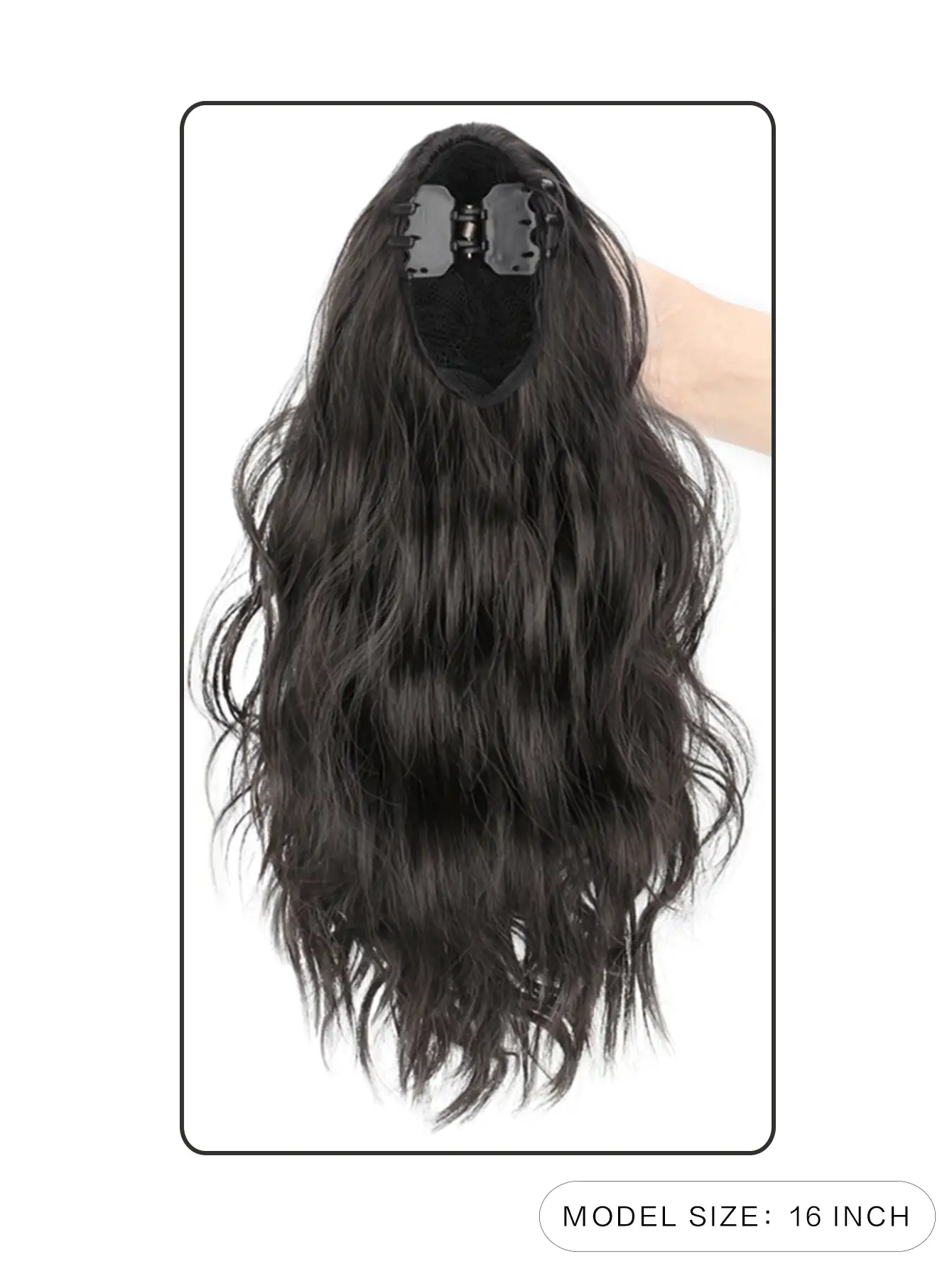 中等小波浪合成纖維接髮帶爪 - 黑色 - 查看 2