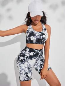 Conjunto deportivo de tie dye - Blanco y Negro - Ver 2