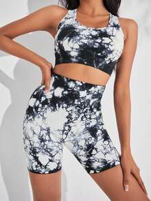 Conjunto deportivo de tie dye - Blanco y Negro - Ver 3