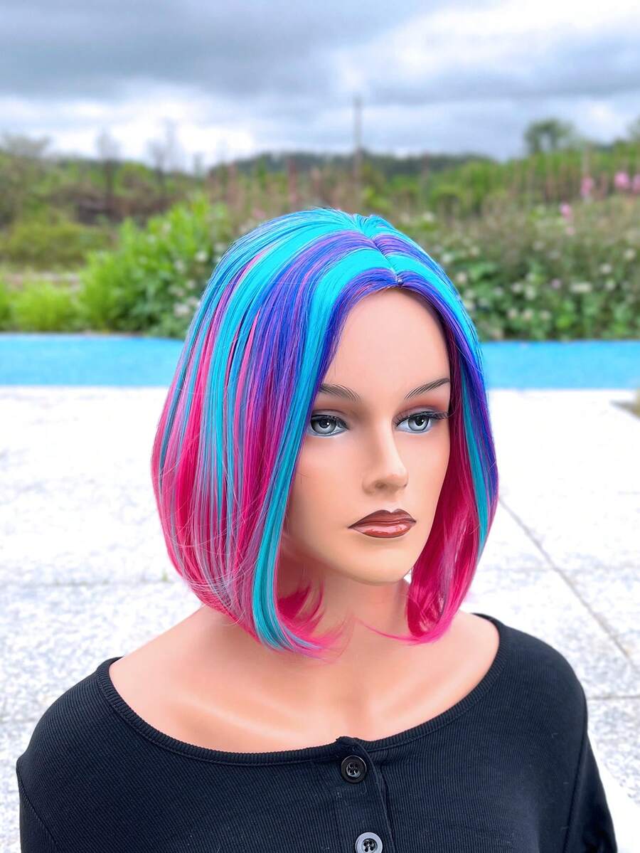 短直筒人造假髮 - 彩色 - 查看 1