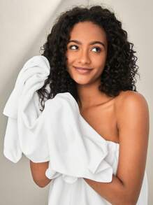 SHEIN BASIC LIVING Khăn lau tóc sợi nhỏ khô nhanh thế hệ thứ 2, dành cho tóc/mặt/cơ thể - trắng - Xem 4