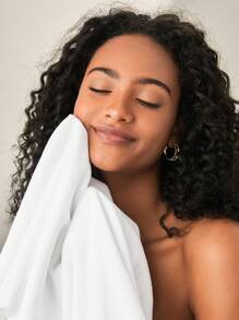 SHEIN BASIC LIVING Khăn lau tóc sợi nhỏ khô nhanh thế hệ thứ 2, dành cho tóc/mặt/cơ thể - trắng - Xem 8