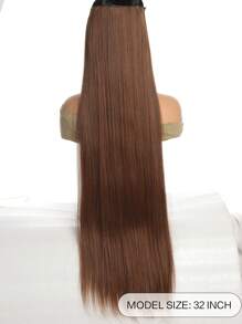 夾片超長直筒合成纖維接髮 - Light Brown - 查看 2