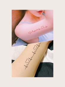 2 hojas Pegatina tatuaje electrocardiograma con estampado - Multicolor - Ver 2