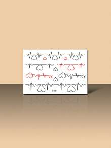 2 hojas Pegatina tatuaje electrocardiograma con estampado - Multicolor - Ver 4