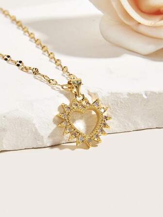 水鑽裝飾愛心掛飾項鍊