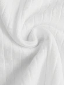 SHEIN 青少年女孩木耳邊前收褶T恤 - 白色 - 查看 3