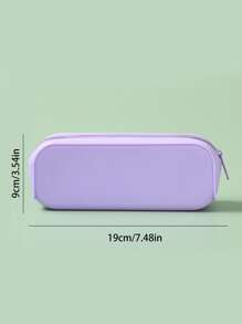 1入組素色矽膠文具簡約風大容量筆包適用於學生文具收納 - 紫色 - 查看 2
