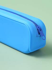 1入組素色矽膠文具簡約風大容量筆包適用於學生文具收納 - 紫色 - 查看 3