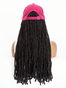 Medium Faux Locs Braid Tóc giả tổng hợp có nắp - màu đen - Xem 3