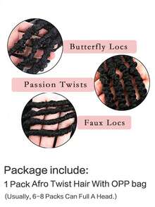 1-3包彈性Afro捲髮，Marley前鬆散彈簧捲髮，捲曲啞黑捲、捲像針織的Crochet髮，女性用分開的編織頭髮 - 黑色 - 查看 4