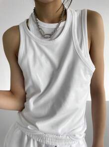 DAZY 極簡風格鏈條樣式項鍊 - 銀色 - 查看 2