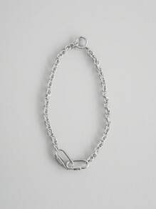 DAZY 極簡風格鏈條樣式項鍊 - 銀色 - 查看 3