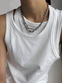 DAZY 極簡風格鏈條樣式項鍊 - 銀色 - 查看 5