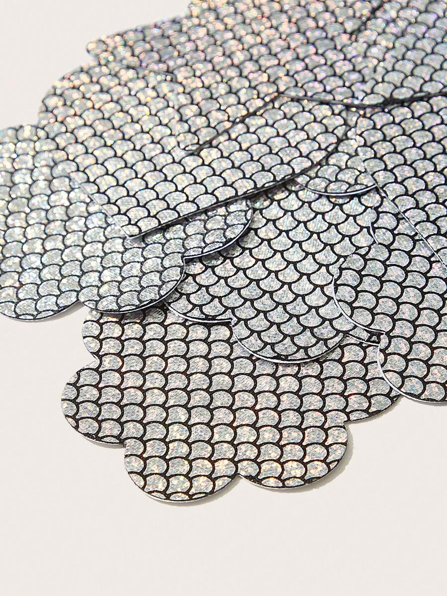 9 pares Cubierta de pezón con lentejuelas - Plateado - Ver 1