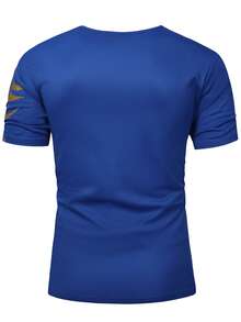 Manfinity LEGND 男士獅子圖案T恤 - 寶藍色 - 查看 2