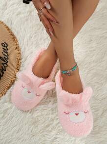 Cute Ear Bear Design Slip-On House Slippers, Comfortable Indoor Couple Slippers