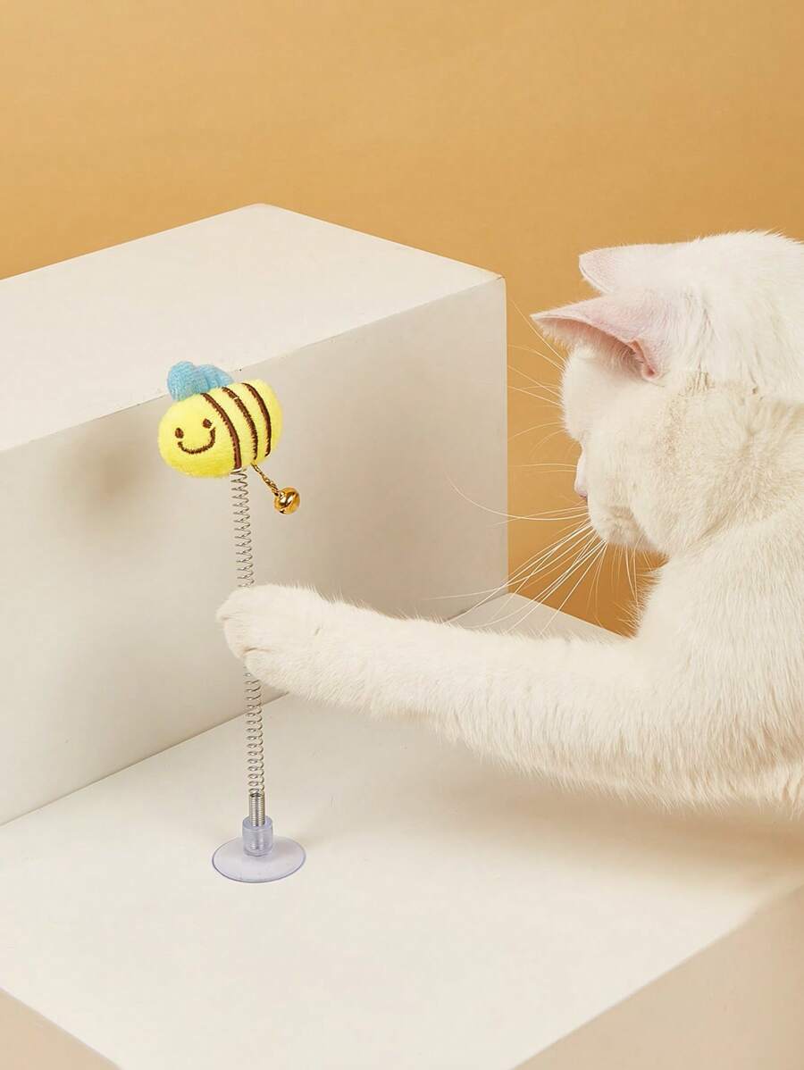 1pc Suction Cup Bee Decor Cat Teaser Toy For Cat For Play - Multicolor - View 1